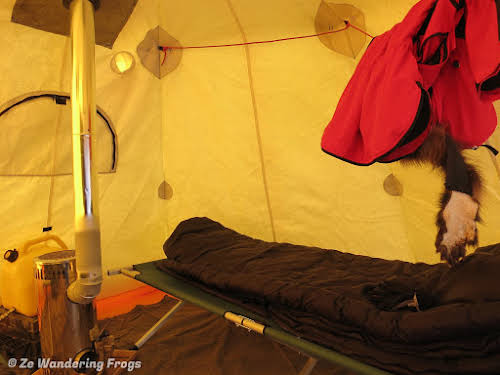 Arctic Canada Inuvik Winter Camping Tundra Dog Sledding // Luxury camping with cot, Arctic-rated duvet, and stove
