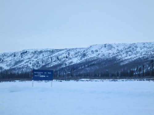 The Only Ice Road Signage on Mackenzie River