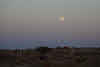 India. Rajasthan Thar Desert Camel Trek. Full moon over the Kadar sand dunes, Thar Desert