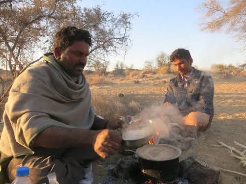 India. Rajasthan Thar Desert Camel Trek. Our guide Punja and cook assistant Madan