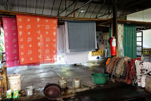 Indonesia. Crafts . Batik Sheet Drying