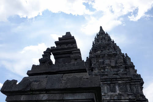 Indonesia. Yogyarkarta Pramantan Temple. Candi against the blue sky