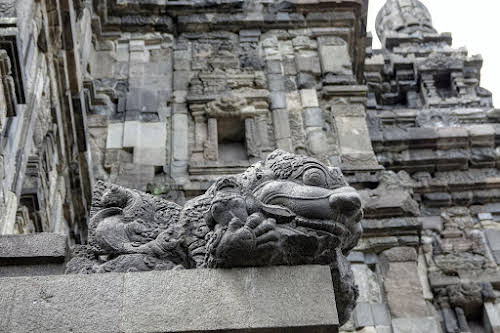 Indonesia. Yogyarkarta Pramantan Temple. Corner devil face
