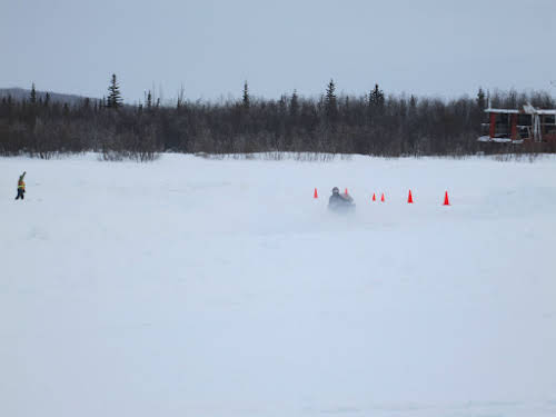Skidoo taking on a sharp curve