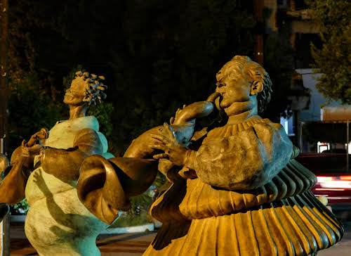 Statues at night