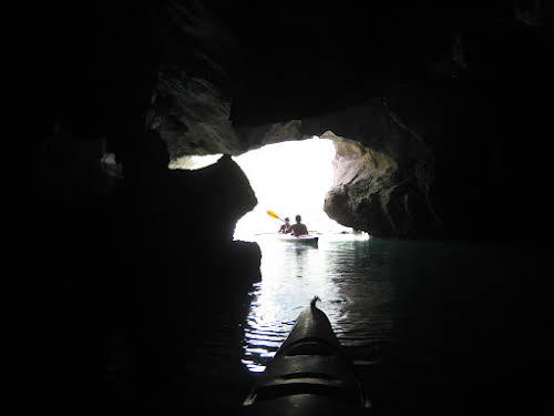 Exiting a cave in Halong Bay