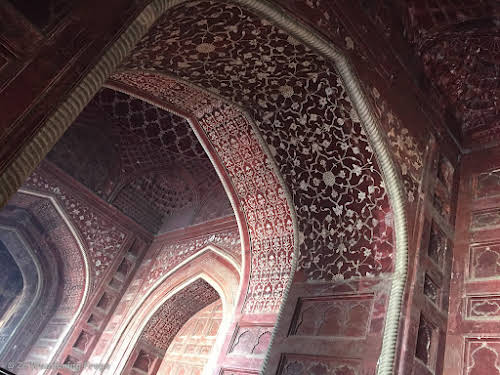 Agra Taj Mahal // red sandstone Mosque archways