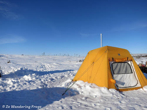 Arctic Canada Inuvik Winter Camping Tundra Dog Sledding // Luxury tent with stove