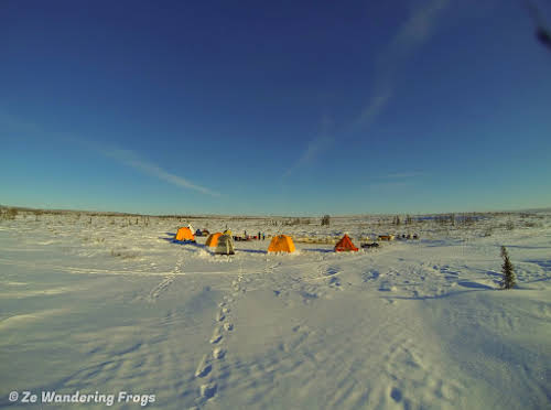 Arctic Canada Inuvik Winter Camping Tundra Dog Sledding // Our campsite on the Arctic tundra
