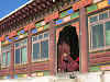 China Sichuan Kham Tibet Garze Ganzi Kandze Monastery Buddhist Festival // Tibetan Monk Resting After the Festival