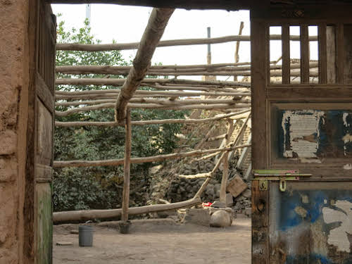 China. Xinjiang Turpan . Wooden Frames to hold vines