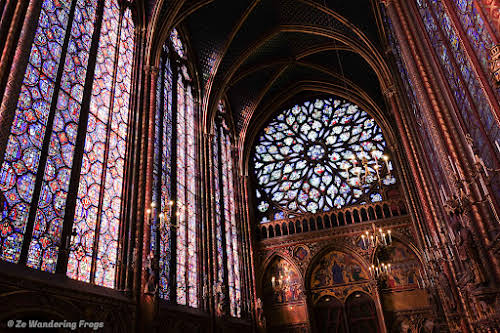 France Sainte Chapelle Paris Royal Church // Stained Glass Windows and Rose Window