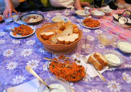 Home cooked meal by local Turkish family