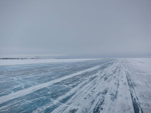 And empty ice road to Tuk