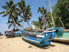 India. Kerala Motorbike Road Trip. Fishing boats on the Arabian Coast