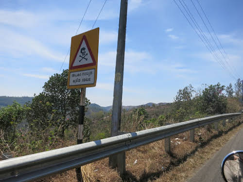 India. Kerala Motorbike Road Trip. Kerala Danger Road Sign.