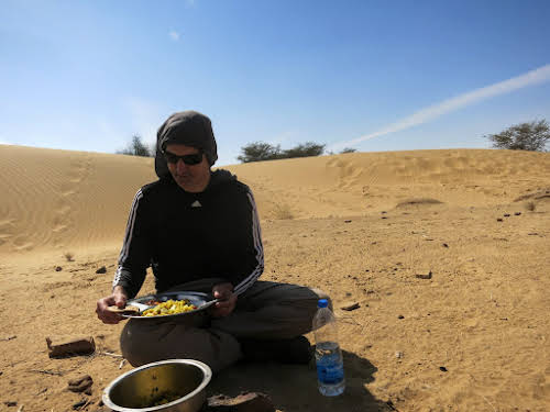 India. Rajasthan Thar Desert Camel Trek. Lunch at the Lokhri Dunes