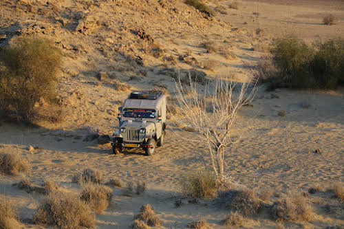 India. Rajasthan Thar Desert Camel Trek. Our pickup 4WD.