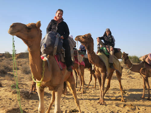 India. Rajasthan Thar Desert Camel Trek. Ready to ride out our camel trek