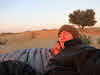 India. Rajasthan Thar Desert Camel Trek. Watching the sunrise