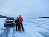 Driving over the Mackenzie River Ice Road