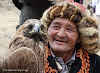 Mongolia. Golden Eagle Festival Olgii. Contest and his eagle during the Golden Eagle Festival