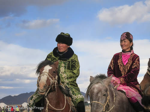 Mongolia. Golden Eagle Festival Olgii. Contestants in the Best Costumes Event