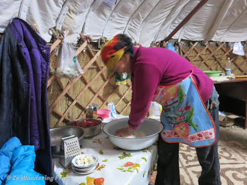 Mongolia. Golden Eagle Festival Olgii. Dumplings Preparation