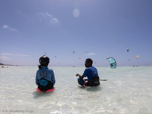 Paje Zanzibar Kiteboarding: A Paradise Spot in Tanzania // Aquaholics staff during a beginner kiteboarding lesson