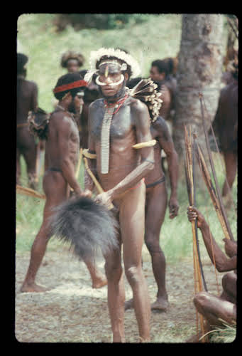 Papua. Tribes Baliem Valley Time Travel. Traditional Gear for Papuan Warriors, bows and arrows