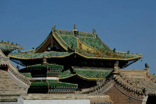Step Back in Time at the Erdene Zuu Monastery - Mongolia first Buddhist Monastery // Bright green ceramic roof bricks