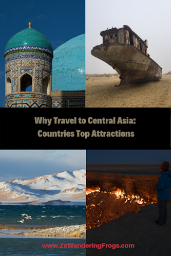 Why Travel to Central Asia: Countries Top Attractions // Tajikistan Turkmenistan Uzbekistan Aral Sea Collage